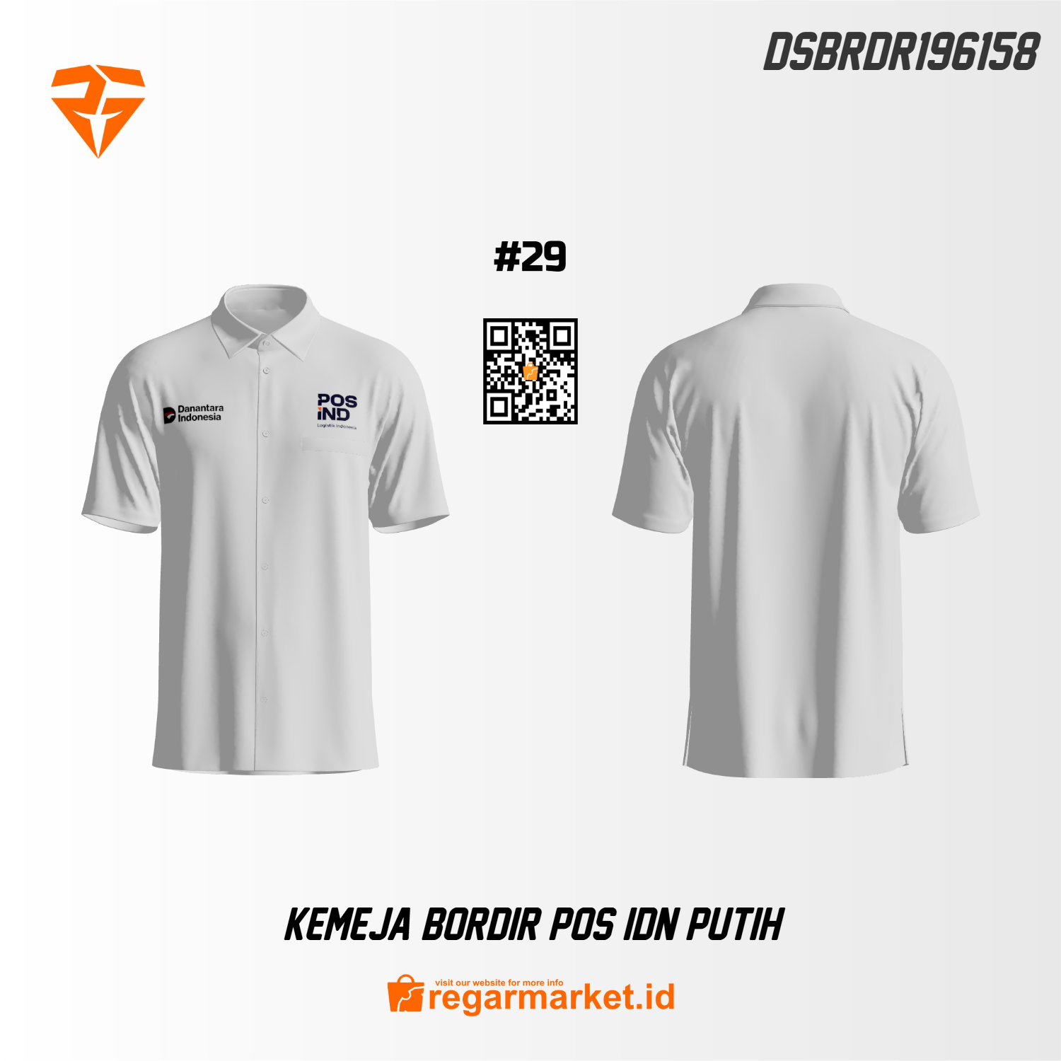 Kemeja Bordir Pos IDN Putih Custom DSBRDR196158