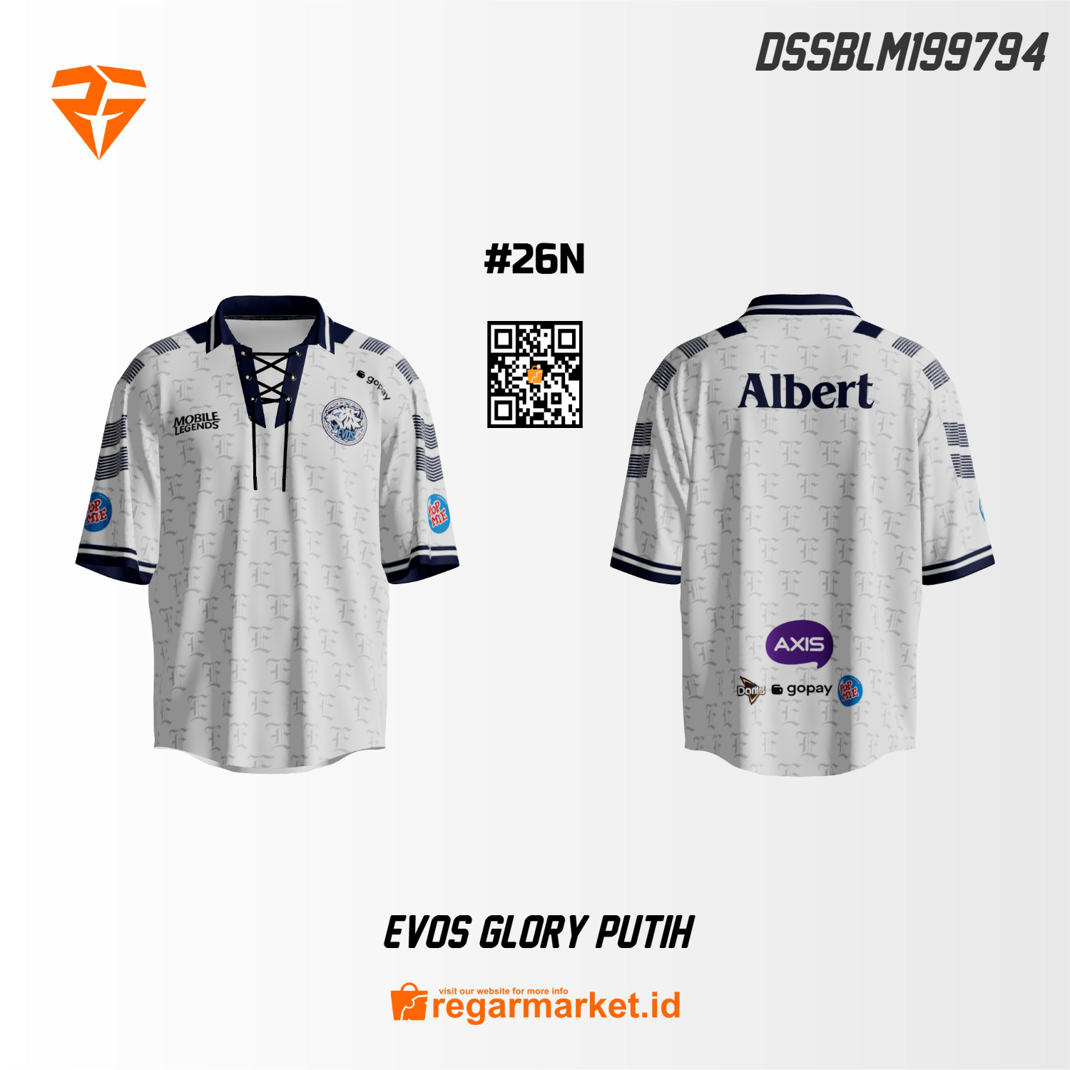 Jersey Gaming Evos Glory Putih Custom Printing DSSBLM199794