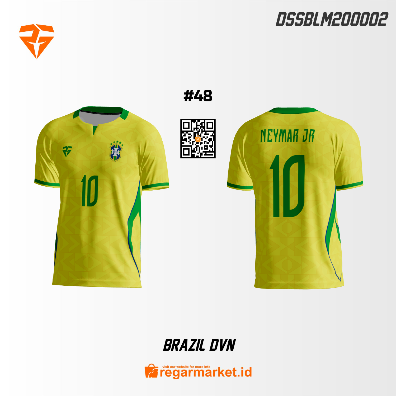 Jersey Bola Brazil Custom Printing DSSBLM200002