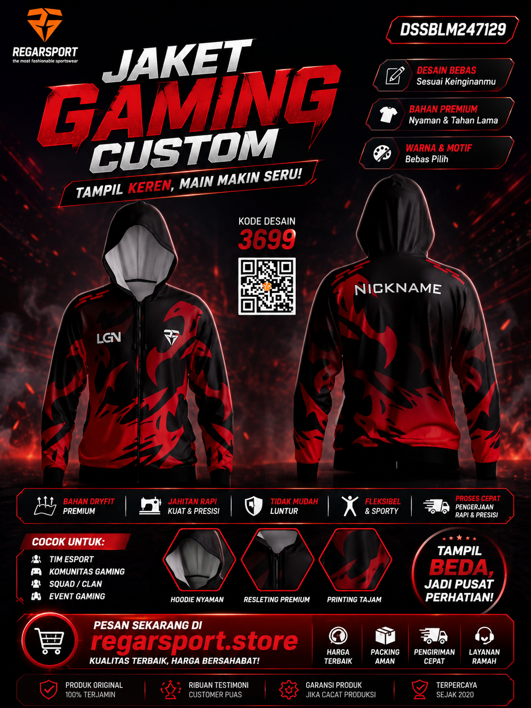 Jaket Gaming Custom Desain DSSBLM247129