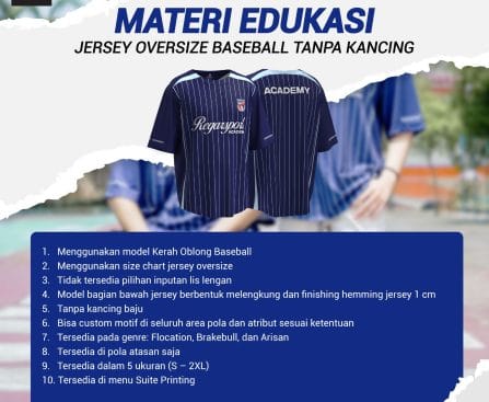 Jersey Oversize Baseball Tanpa Kancing