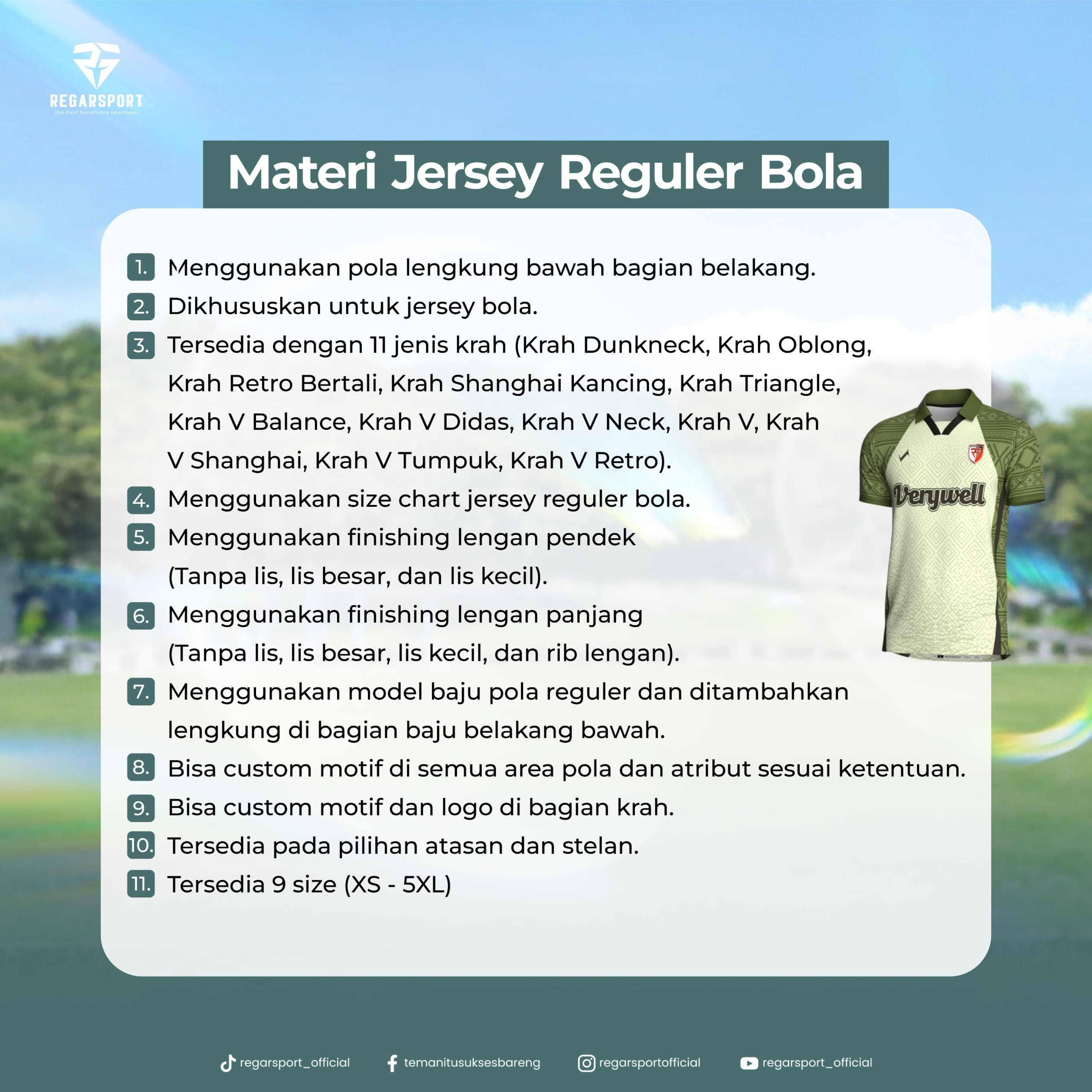 Jersey Reguler Bola Regarsport