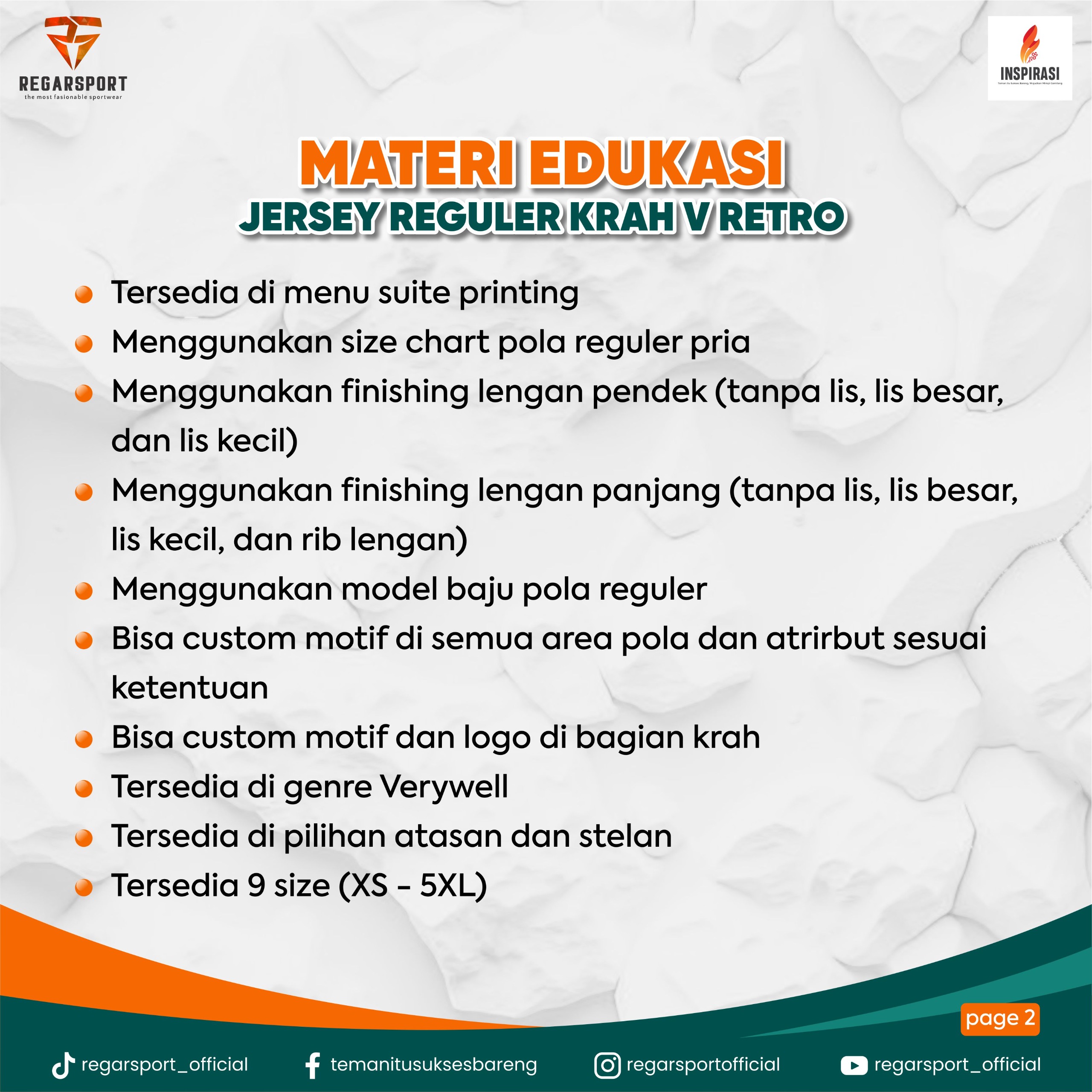 Jersey Reguler Kerah V Retro