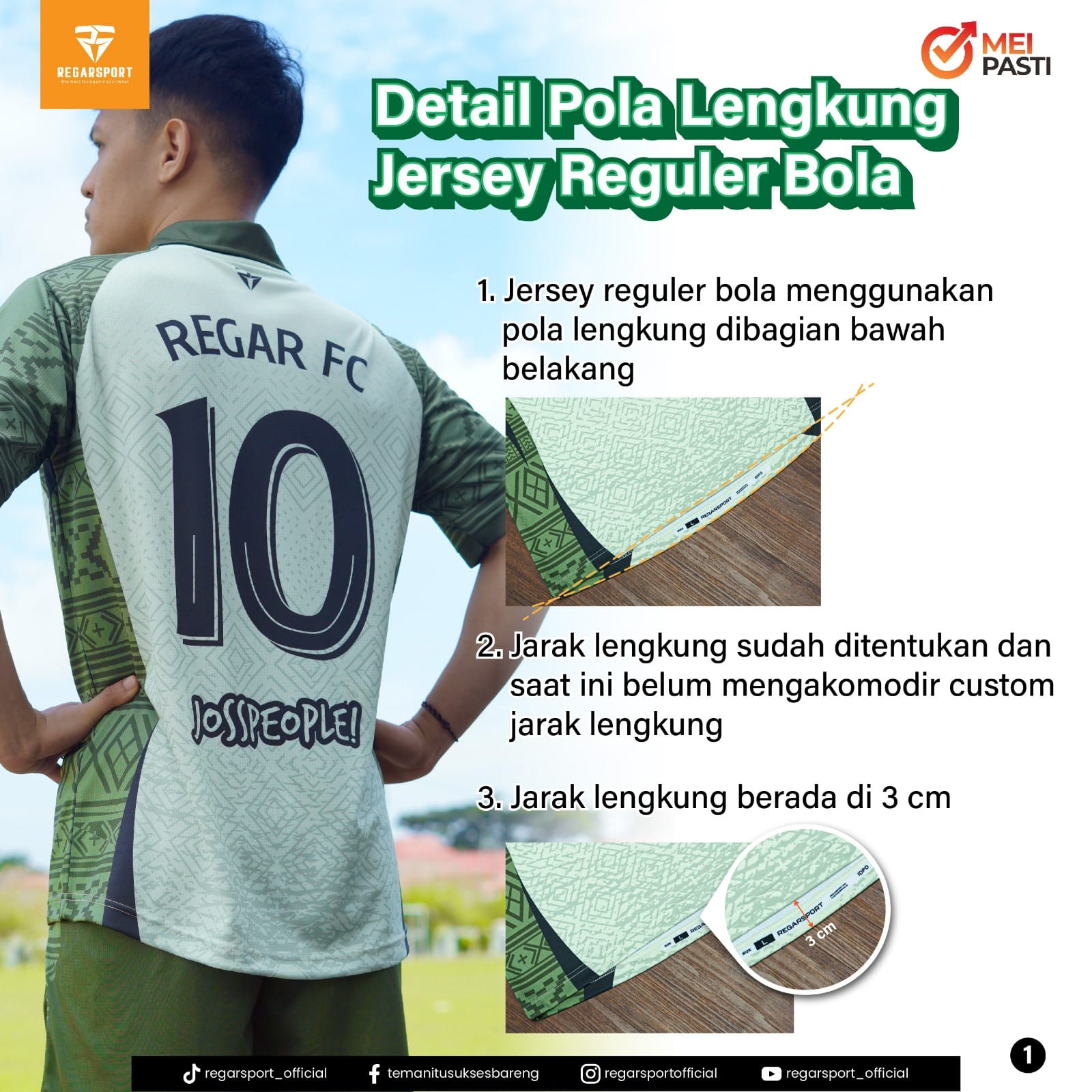 Detail Pola Lengkung Jersey Reguler Bola