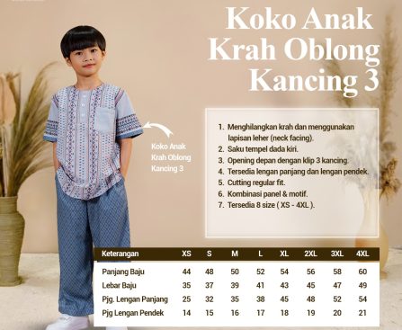 Koko Anak Krah Oblong Kancing 3 Regarsport