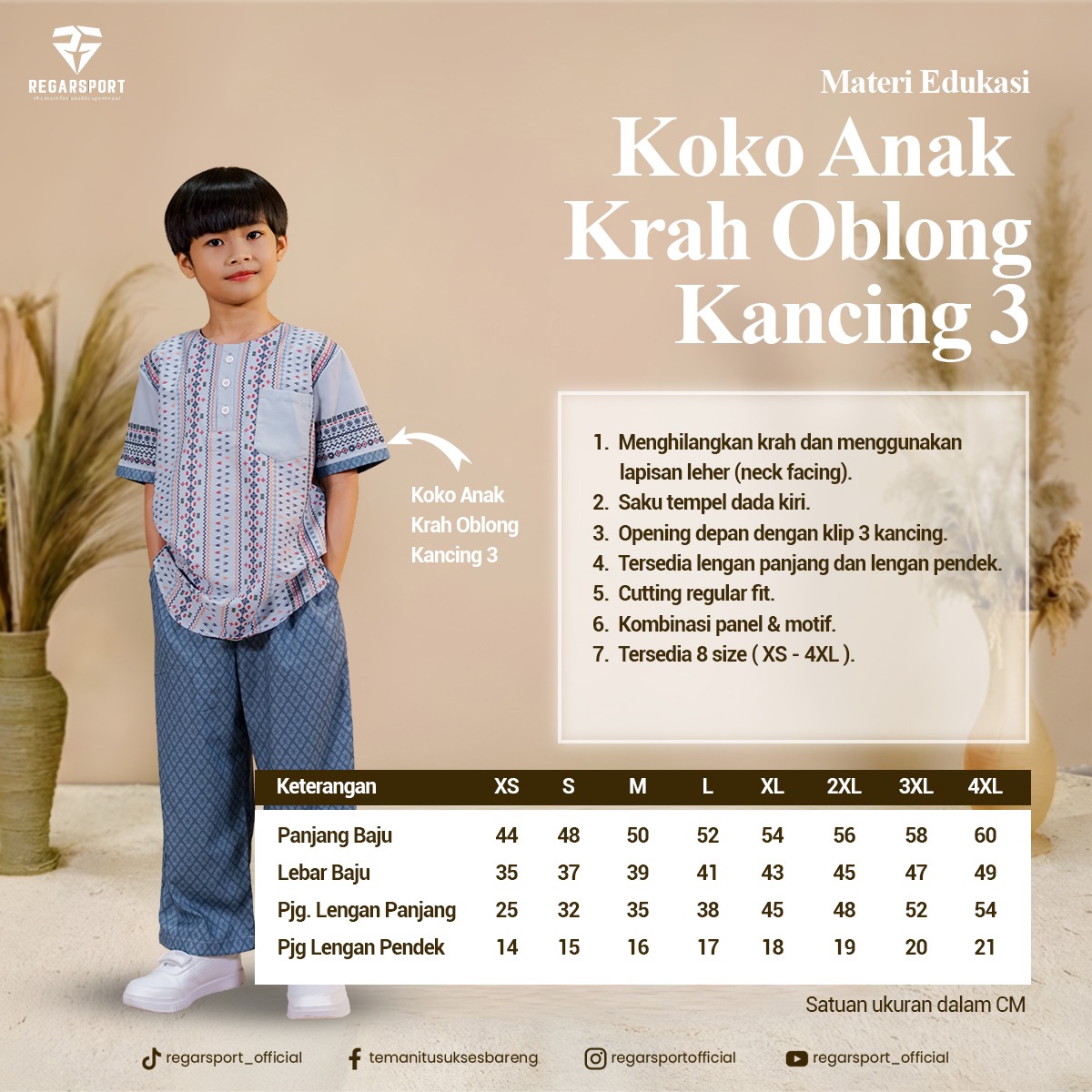 Koko Anak Krah Oblong Kancing 3 Regarsport