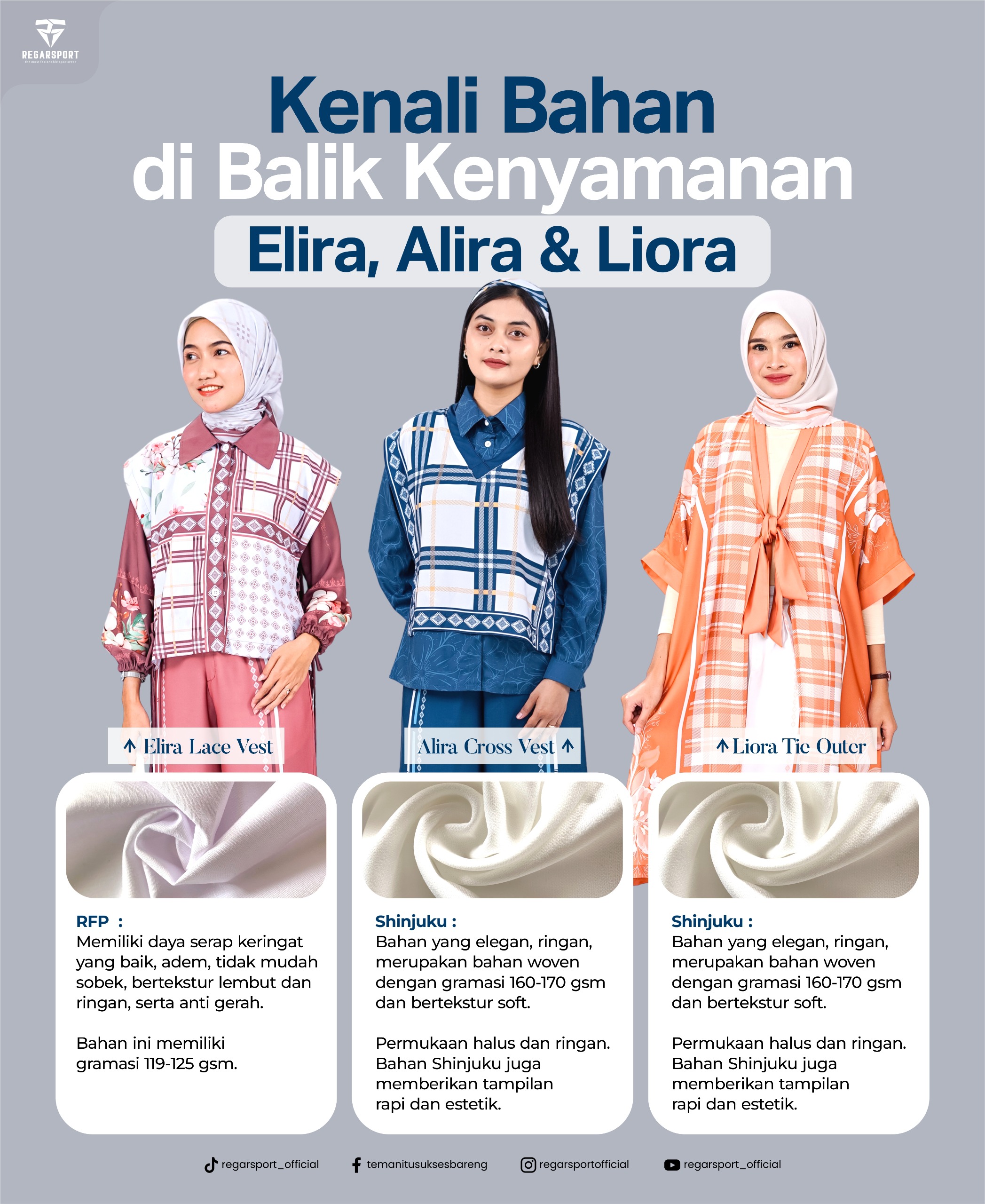 Kenali Bahan Elira, Alira & Liora Regarsport