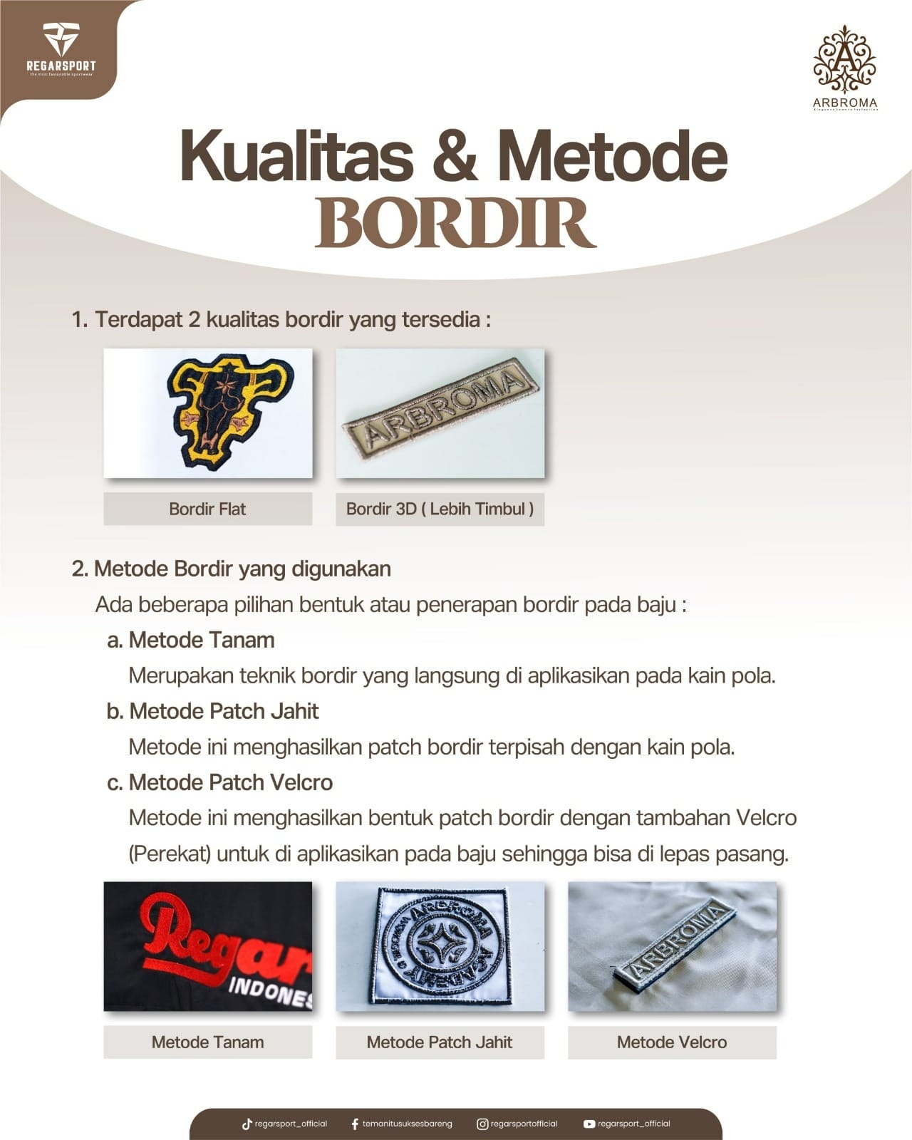 Kualitas & Metode Bordir Regarsport