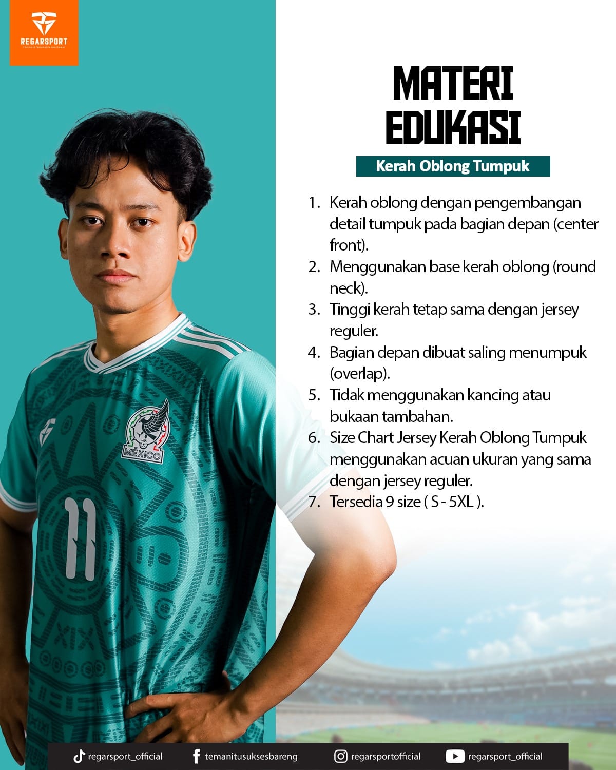 Kerah Oblong Tumpuk Jersey Regarsport