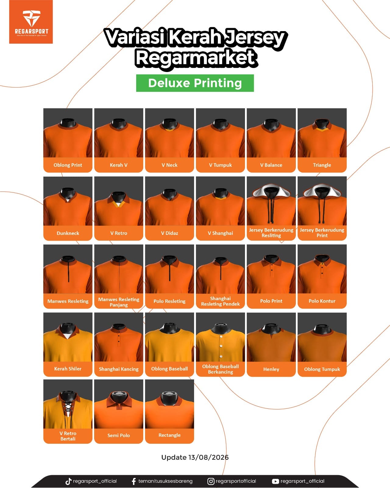 27 Variasi Kerah Jersey Regarmarket — Pilihan Terlengkap dengan Kualitas Deluxe Printing!