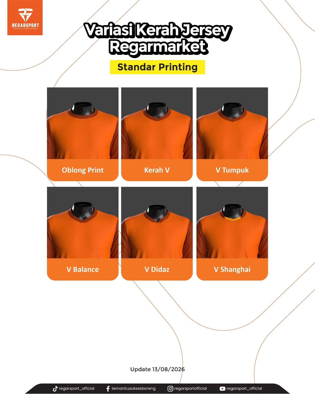 6 Pilihan Variasi Kerah Jersey Regarmarket — Standar Printing, Sesuaikan Gaya Tim Anda!