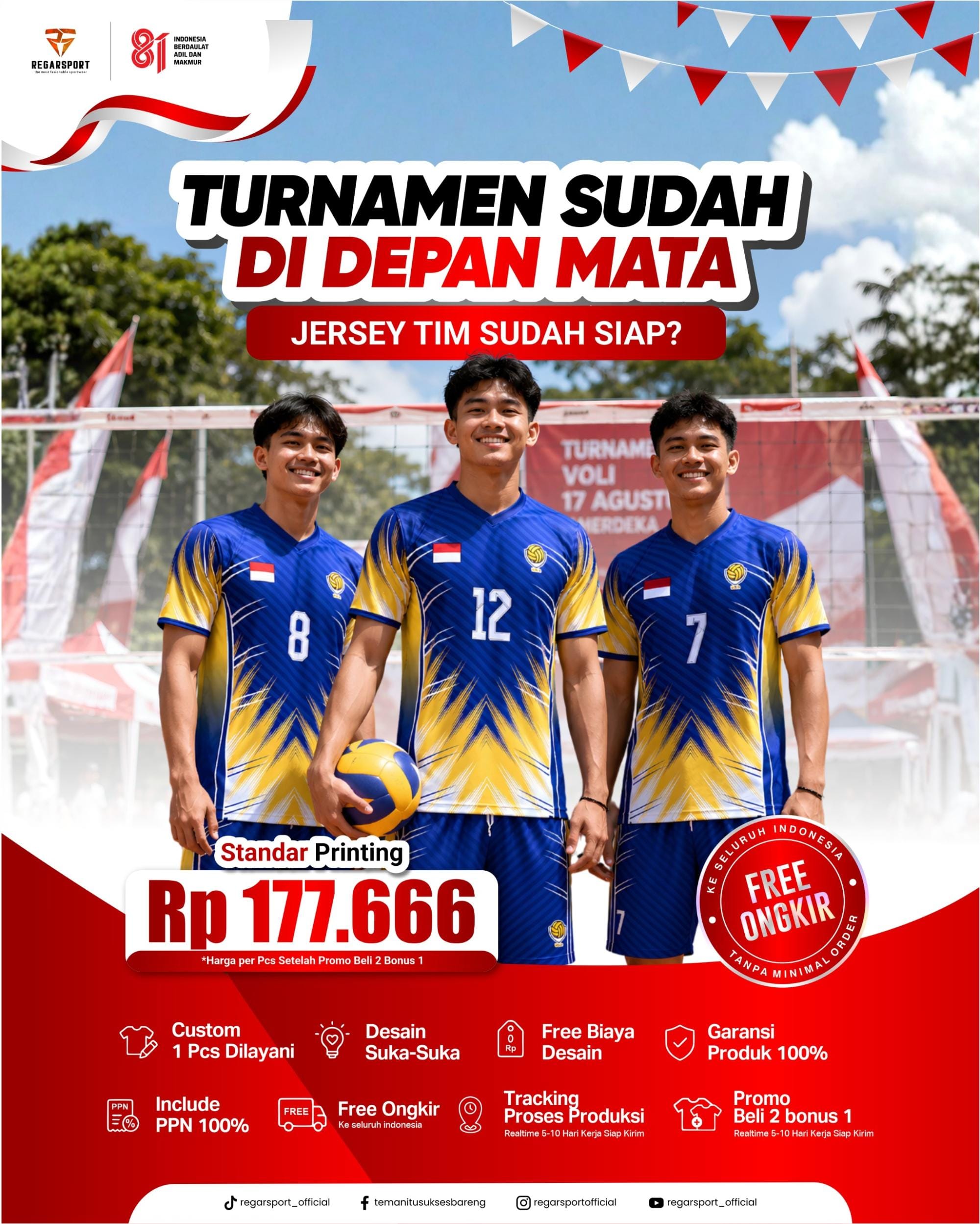 Siap Juara di Turnamen Voli? Bikin Jersey Tim Custom Berkualitas Hanya di Regarsport!