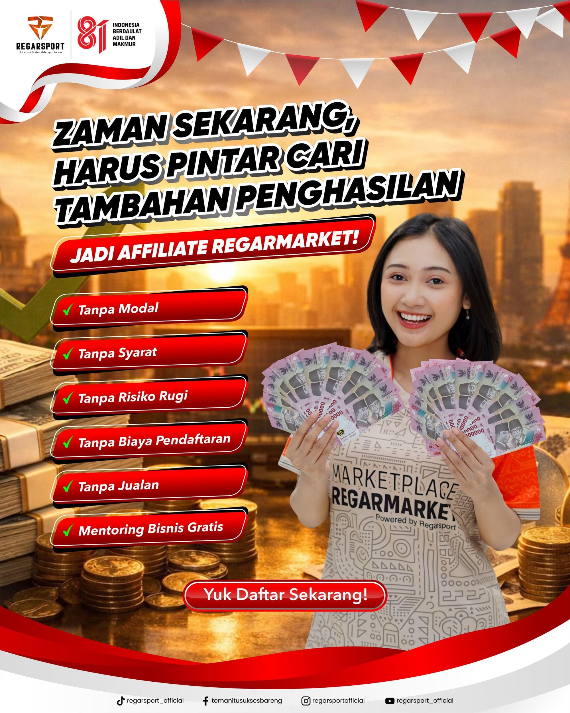 Cari Penghasilan Tambahan Tanpa Modal? Gabung Jadi Affiliate Regarsport!