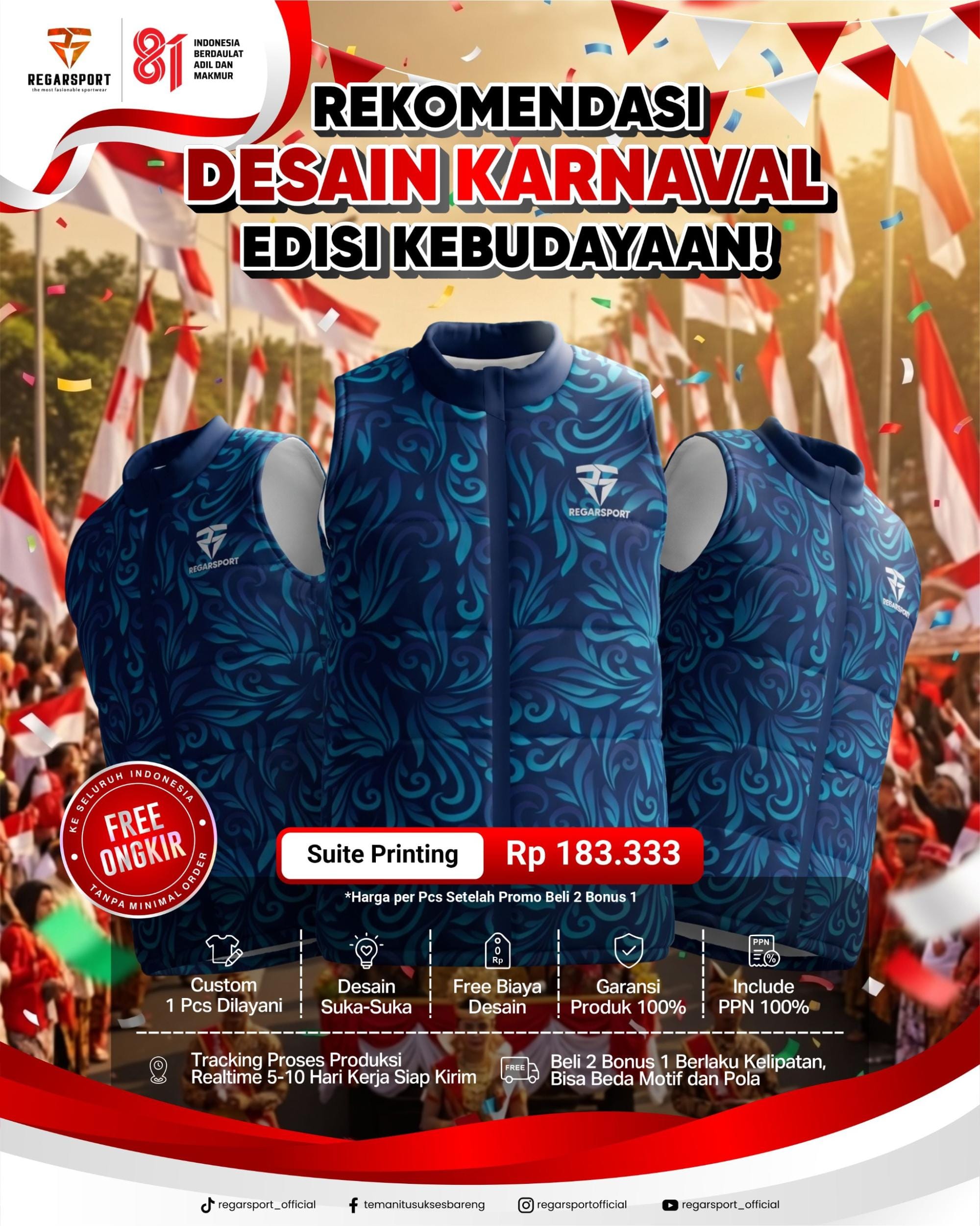 Rekomendasi Desain Karnaval Edisi Kebudayaan: Tampil Kompak dan Berkarakter Bersama Rompi Printing Custom Regarsport