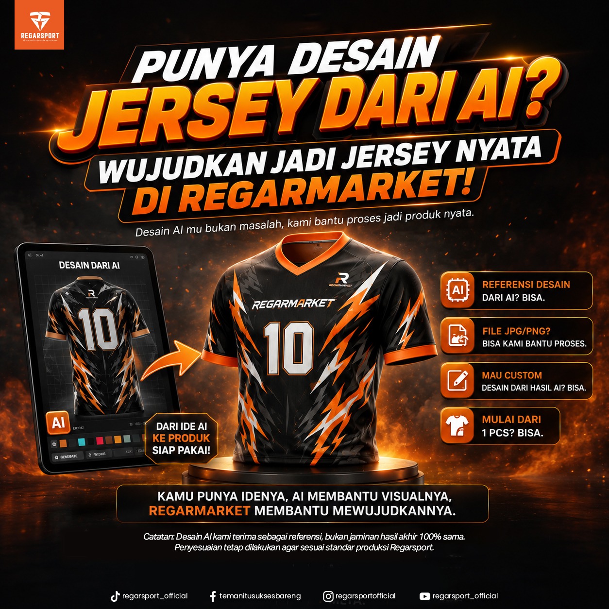 Punya Desain Jersey dari AI? Wujudkan Menjadi Jersey Nyata di Regarmarket!