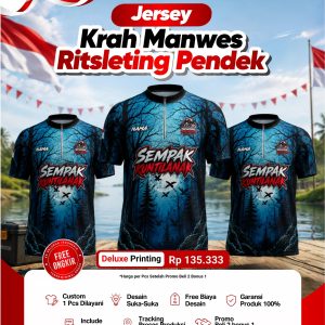 Jersey Krah Manwes Ritsleting Pendek Regarsport Deluxe Printing — Beli 2 Bonus 1 Gratis Ongkir