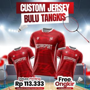 Custom Jersey Bulu Tangkis Regarsport Deluxe Printing — Beli 2 Bonus 1 Gratis Ongkir