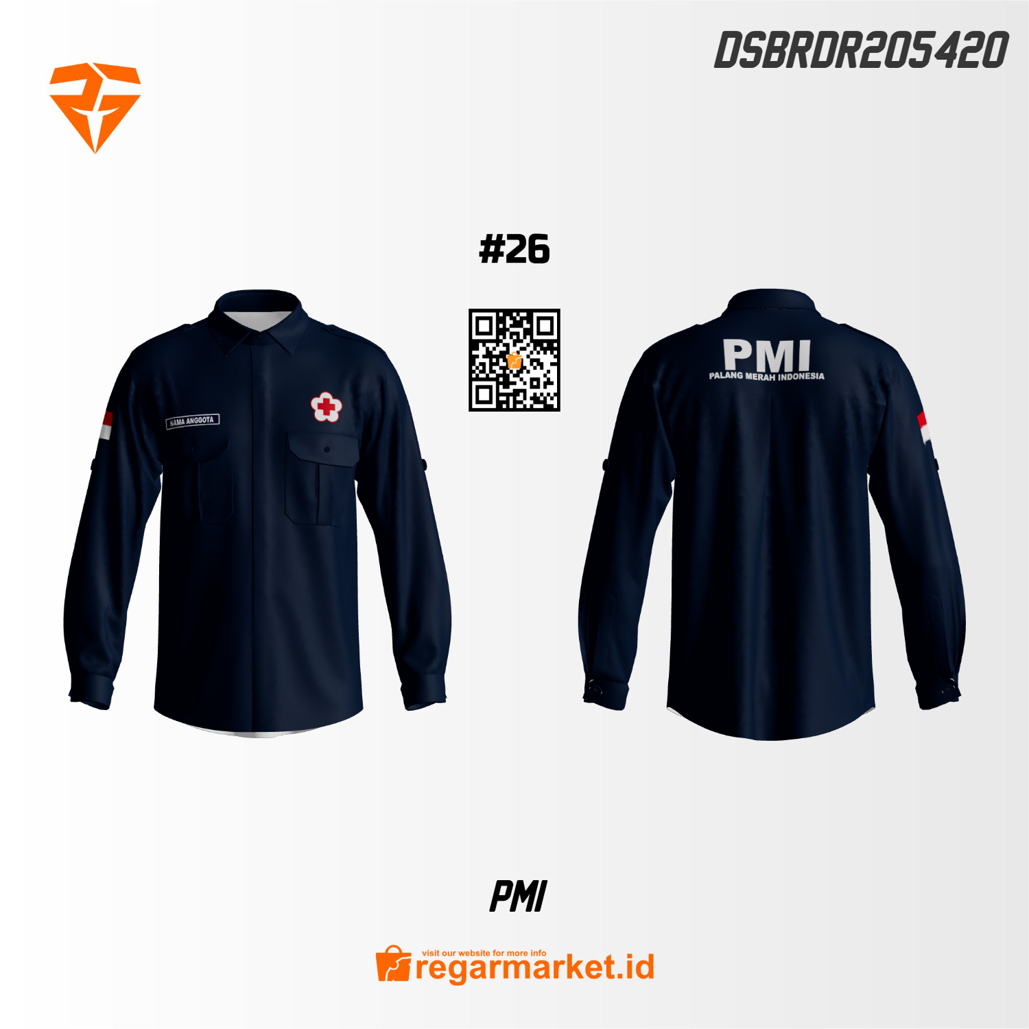 Kemeja PMI Biru Dongker Lengan Panjang Custom Nama Bahan American Drill Nagata Drill Kemeja PMI Biru Dongker Lengan Panjang Custom Nama Bahan American Drill Nagata Drill