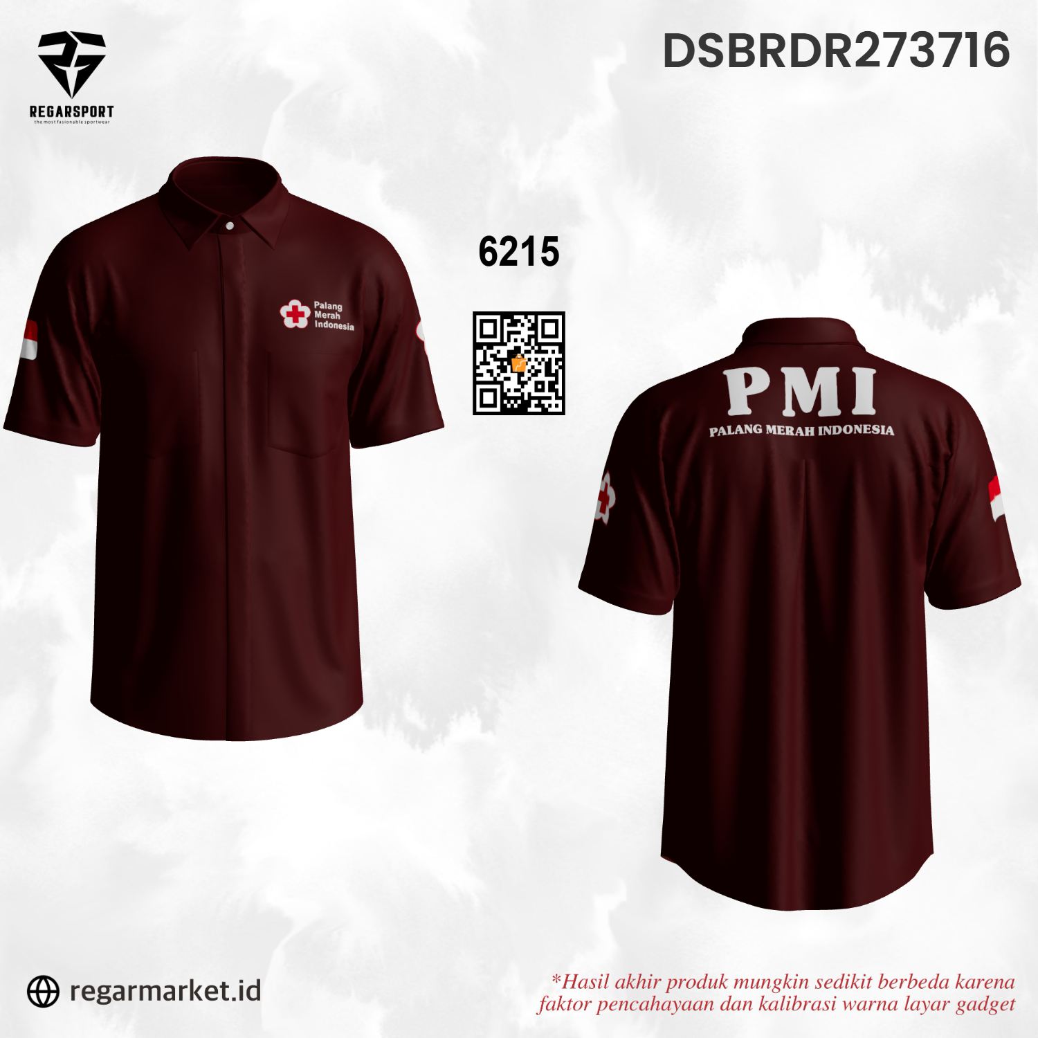 Kemeja Bordir PMI Coklat Tua Lengan Pendek Seragam Palang Merah Indonesia Pria Dewasa Kemeja Bordir PMI Coklat Tua Lengan Pendek Seragam Palang Merah Indonesia Pria Dewasa