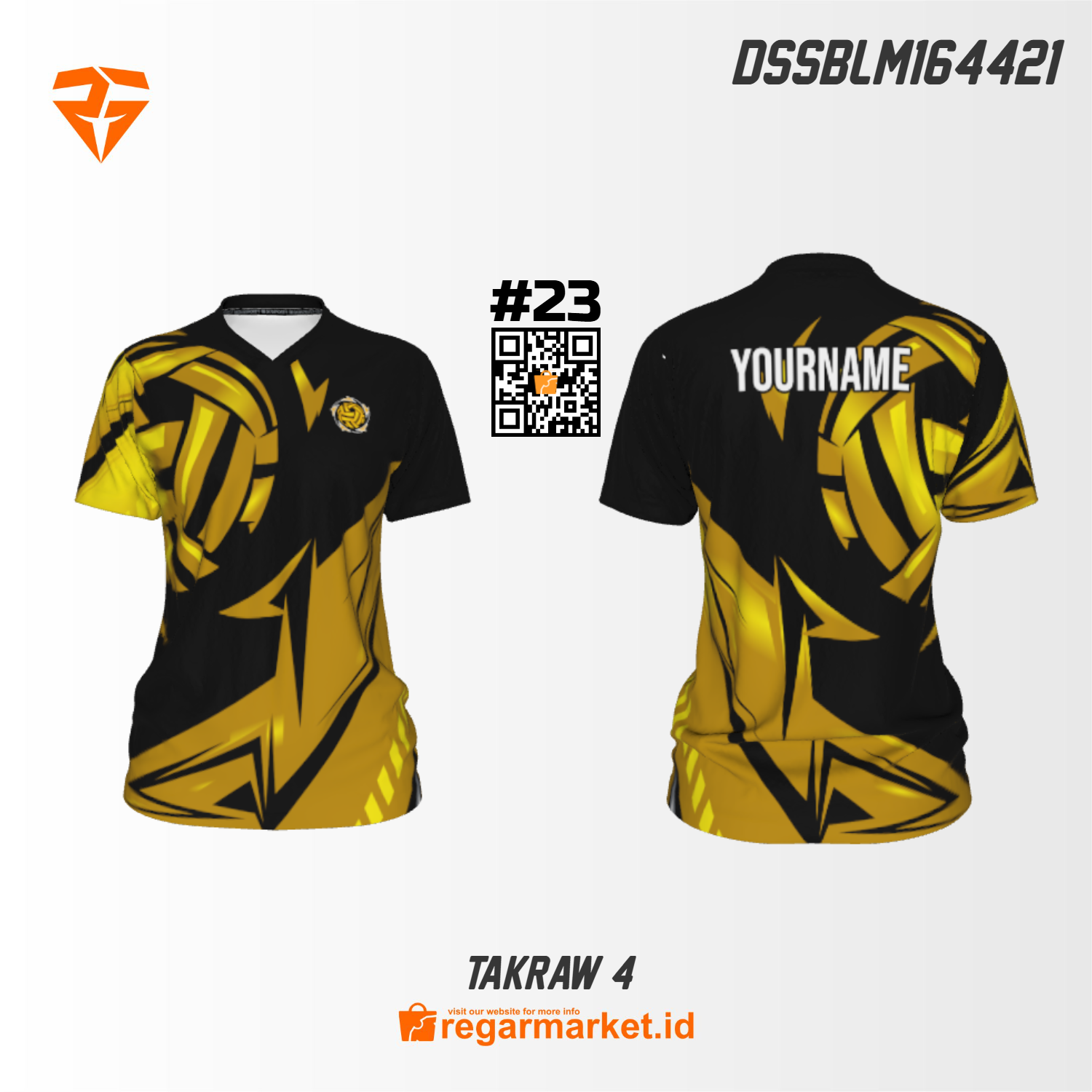 Jersey Takraw 4 Custom – Hitam Emas Motif Dinamis Bisa Nama Pemain Jersey Takraw 4 Custom – Hitam Emas Motif Dinamis Bisa Nama Pemain