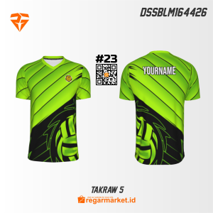 Jersey Takraw 5 Custom Hijau Neon – Bisa Nama Pemain & Tim