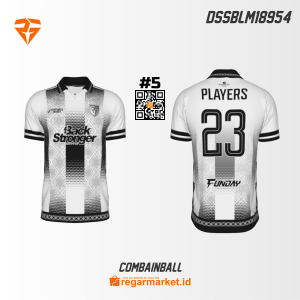 Jersey Sepak Bola Back Stronger — Putih Hitam Motif Khas Custom Nama & Nomor