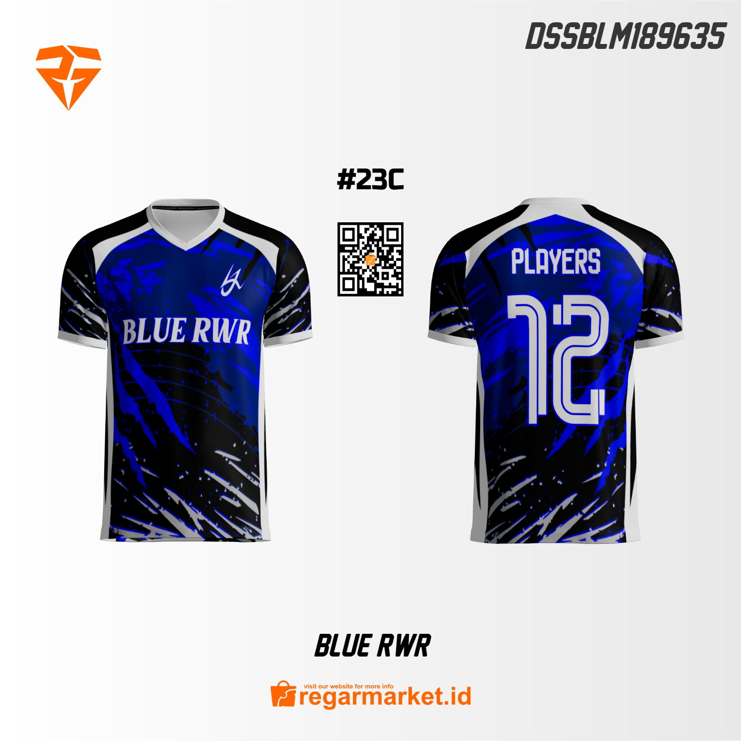 Jersey Olahraga Custom Printing Blue RWR – Biru Hitam Putih Desain Modern Jersey Olahraga Custom Printing Blue RWR – Biru Hitam Putih Desain Modern