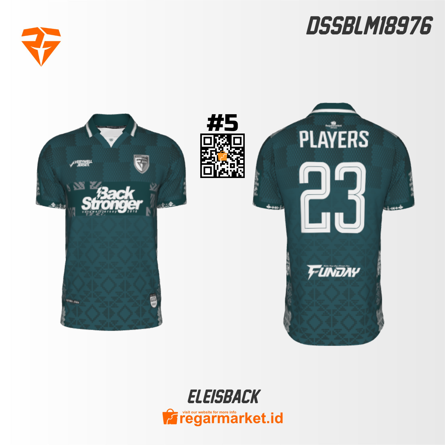 Jersey Sepak Bola Eleisback — Hijau Tua Motif Khas Custom Nama & Nomor Jersey Sepak Bola Eleisback — Hijau Tua Motif Khas Custom Nama & Nomor
