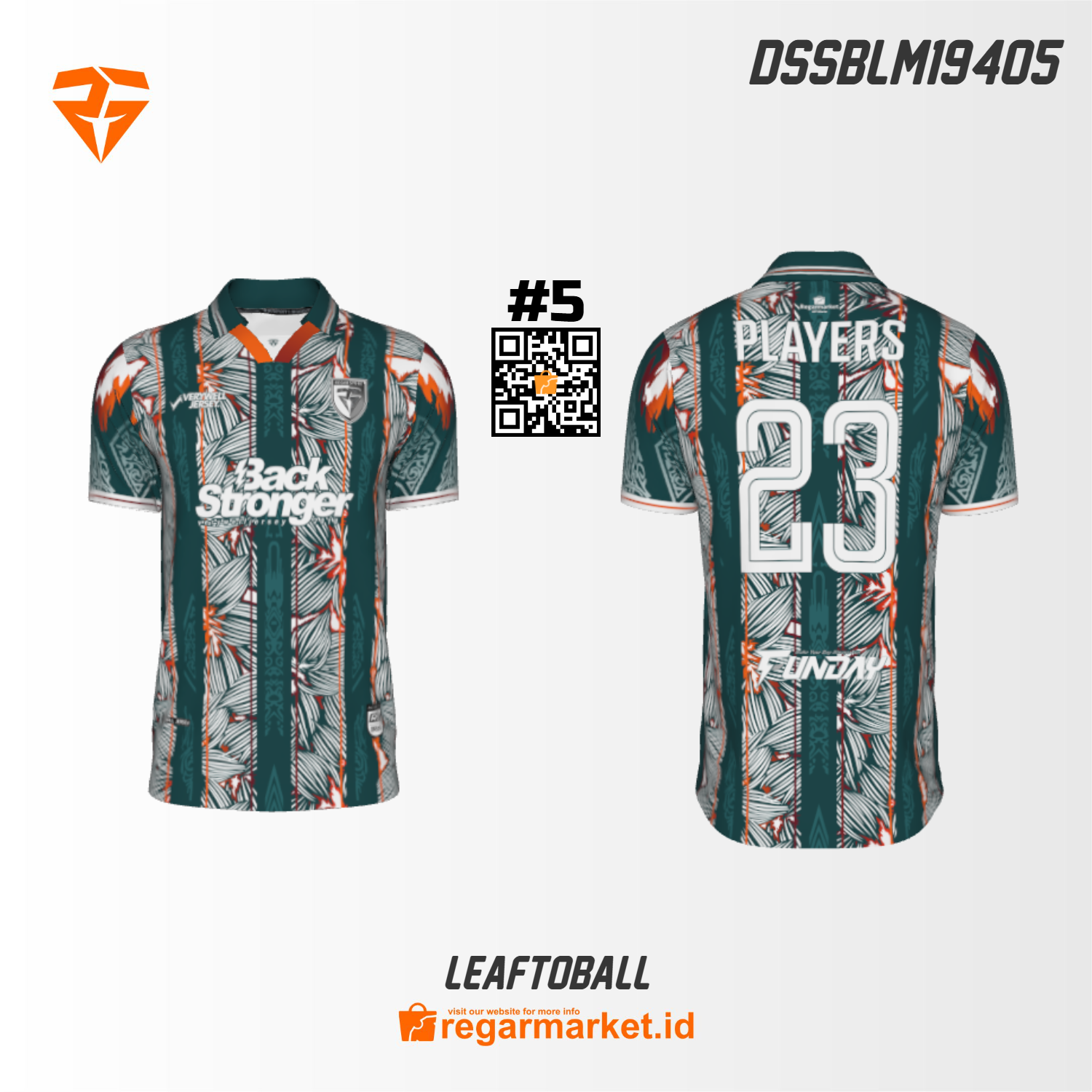 Jersey Sepak Bola Leaftoball — Hijau Daun Motif Alam Custom Nama & Nomor Jersey Sepak Bola Leaftoball — Hijau Daun Motif Alam Custom Nama & Nomor