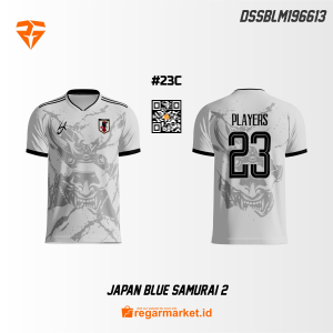Jersey Bola Custom Japan Blue Samurai 2 – Desain Samurai Putih Abu Keren