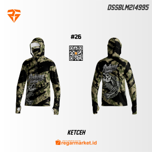 Jersey Mancing Ketceh – Loreng Hijau Motif Ikan Tengkorak Topeng Custom Nama