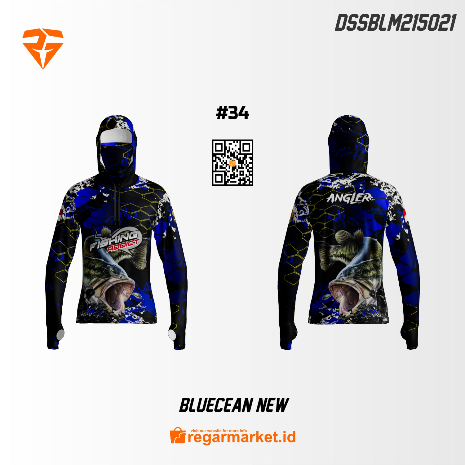 Jersey Mancing Bluecean New – Biru Hitam Motif Ikan Angler Custom Nama Jersey Mancing Bluecean New – Biru Hitam Motif Ikan Angler Custom Nama