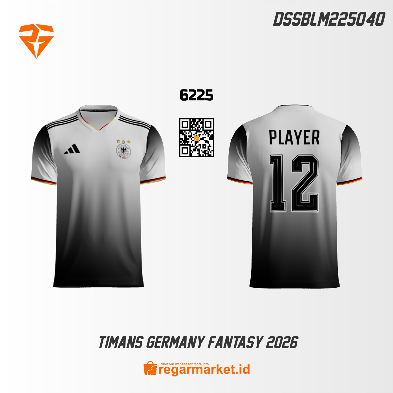 Jersey Bola Custom Timans Germany Fantasy 2026 – Putih Hitam Gradasi Elegan Jersey Bola Custom Timans Germany Fantasy 2026 – Putih Hitam Gradasi Elegan