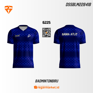 Jersey Badminton Custom Badmintonbiru – Biru Kotak-kotak Elegan Bisa Nama Atlet