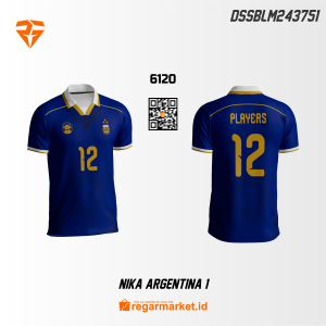 Jersey Sepak Bola Argentina 1 — Biru Tua Motif Matahari Custom Nama & Nomor