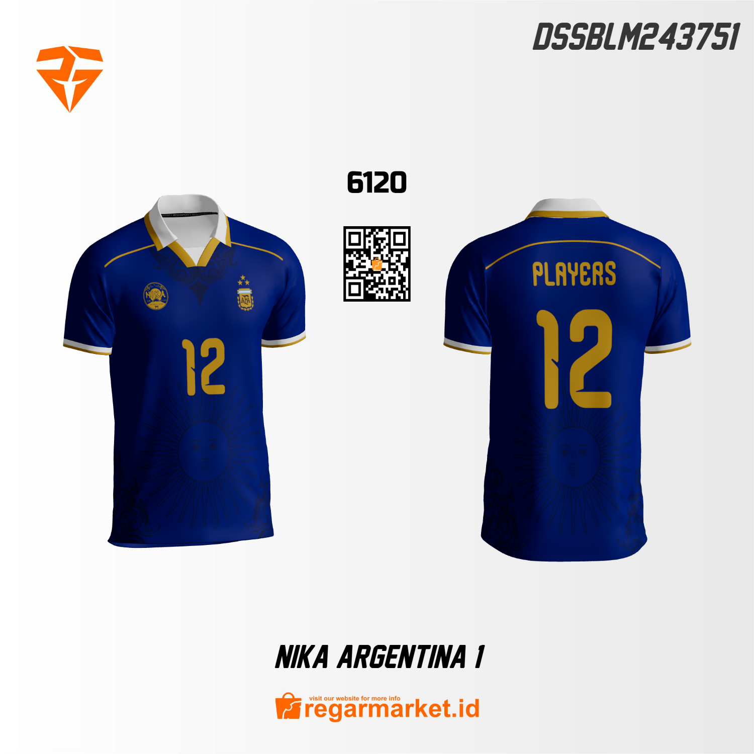 Jersey Sepak Bola Argentina 1 — Biru Tua Motif Matahari Custom Nama & Nomor Jersey Sepak Bola Argentina 1 — Biru Tua Motif Matahari Custom Nama & Nomor