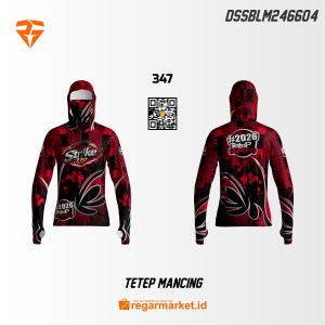 Jersey Mancing Tetep Mancing – Merah Hitam Lengan Panjang Topeng Custom Nama