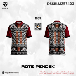 Kemeja Kerah Polo Pendek Motif Tenun Rote NTT Desain Khas Budaya Nusantara