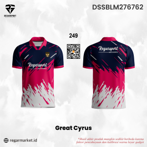 Jersey Bola Great Cyrus Biru Dongker Merah Putih Gradasi Kuas Drifit Premium Pria Dewasa