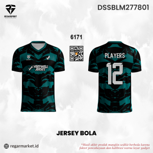 Jersey Bola Custom Hitam Toska Motif Geometris Drifit Premium Pria Dewasa