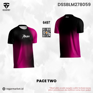 Jersey Lari Pace Two Hitam Merah Muda Gradasi Drifit Premium Pria Dewasa