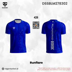 Jersey Lari Runflare Biru Motif Drifit Premium untuk Pria Dewasa
