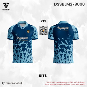 Jersey Olahraga Custom RITS – Biru Muda Tua Motif Geometris Modern