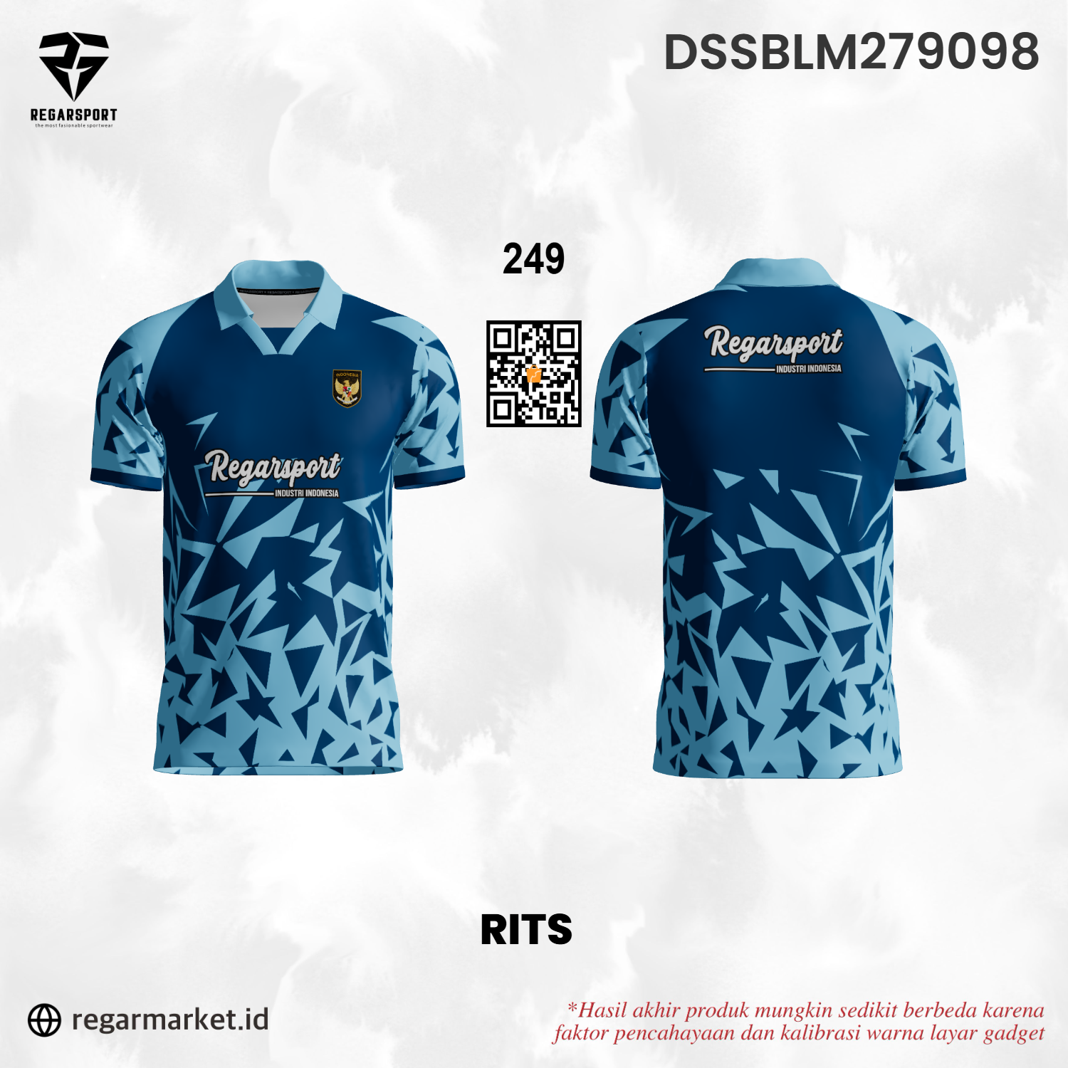 Jersey Olahraga Custom RITS – Biru Muda Tua Motif Geometris Modern Jersey Olahraga Custom RITS – Biru Muda Tua Motif Geometris Modern