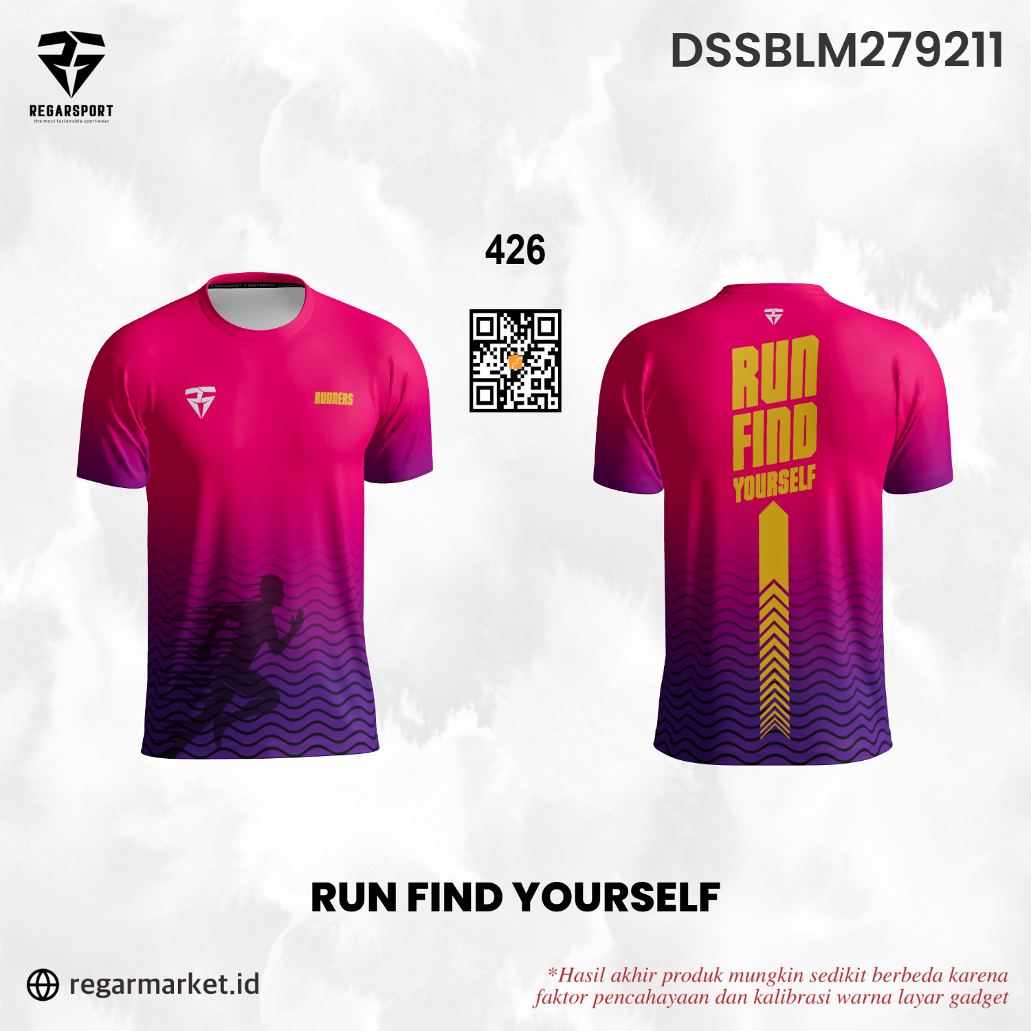 Jersey Lari Custom Run Find Yourself – Gradasi Merah Ungu Inspiratif Jersey Lari Custom Run Find Yourself – Gradasi Merah Ungu Inspiratif
