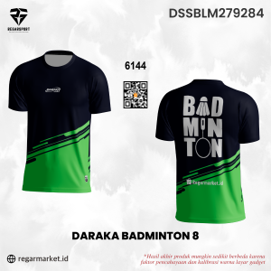 Jersey Badminton Daraka Badminton 8 Hitam Hijau — Pria Dewasa S-5XL Drifit Premium Custom Nama & Nomor