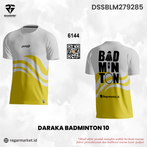 Jersey Badminton Daraka Badminton 10 Putih Kuning — Pria Dewasa S-5XL Drifit Premium Custom Nama & Nomor