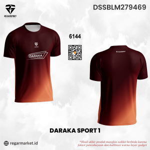 Jersey Olahraga Daraka Sport 1 Gradasi Coklat Merah — Pria Dewasa S-5XL Drifit Premium Custom Logo & Nama
