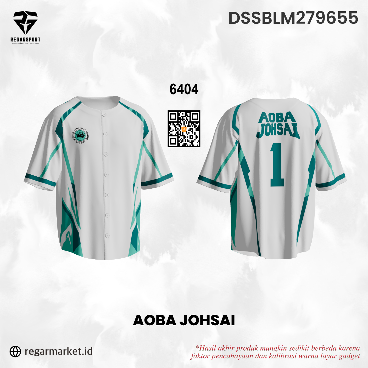 Jersey Baseball Aoba Johsai Haikyuu Putih Hijau — Pria Dewasa S-5XL Drifit Premium Custom Nama & Nomor Jersey Baseball Aoba Johsai Haikyuu Putih Hijau — Pria Dewasa S-5XL Drifit Premium Custom Nama & Nomor