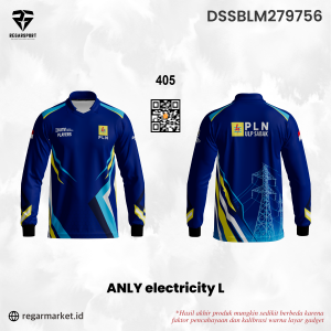 Jersey Kerja Panjang Custom ANLY Electricity L Biru Listrik — Pria Dewasa S-5XL Drifit Premium
